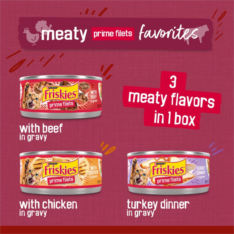 Friskies عبوة متنوعة من طعام القطط الرطب بصلصة بريما فريسكيس، شرائح لحم مميزة - (عبوة من 24) علب 5.5 أوقية - Image 3